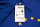 EU Hoodie for Woman, blue with 12 yellow stars, high quality, organic cotton made in Europe - XL