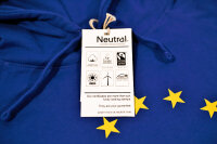 EU Hoodie for Men, blue with 12 yellow stars, high quality, organic cotton made in Europe