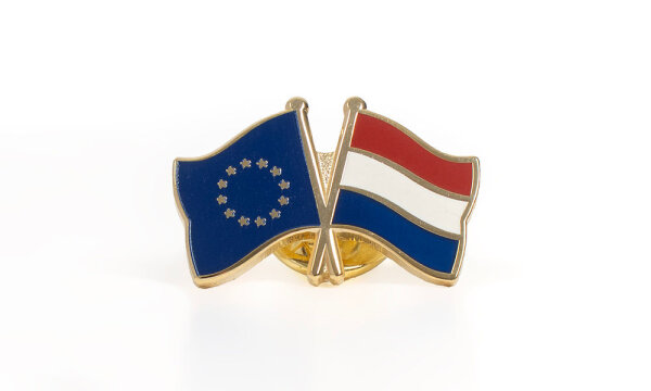 Double Flag Pin EU-Netherlands
