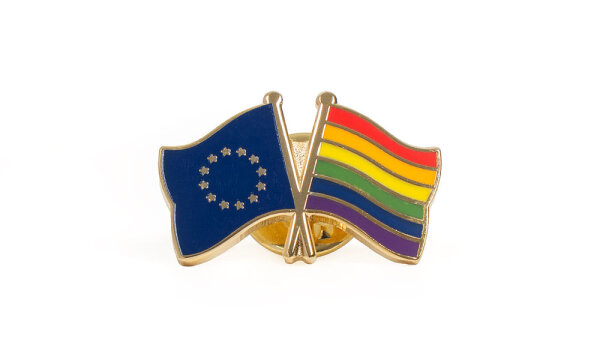 Épingle à double drapeau UE-Arc-En-Ciel