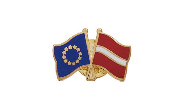 32 Double Flag Pin EU-Latvia