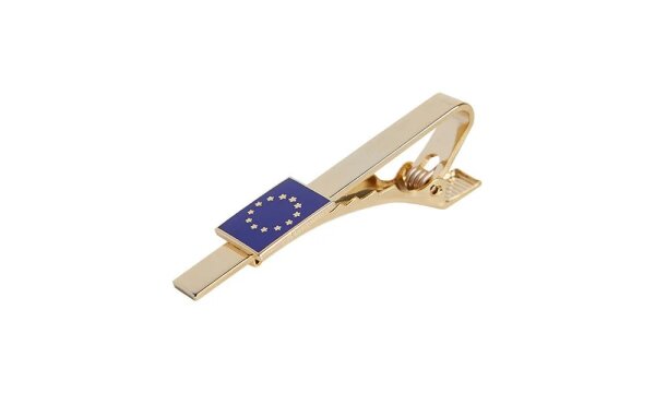 Krawattenklammer EU mit 12 Sternen, gold, eckige Form