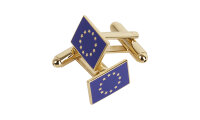 Manschettenknöpfe EU mit 12 Sternen, gold, eckige Form