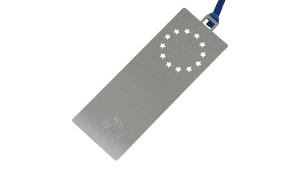 Marca páginas de la UE - 12 estrellas, plateado