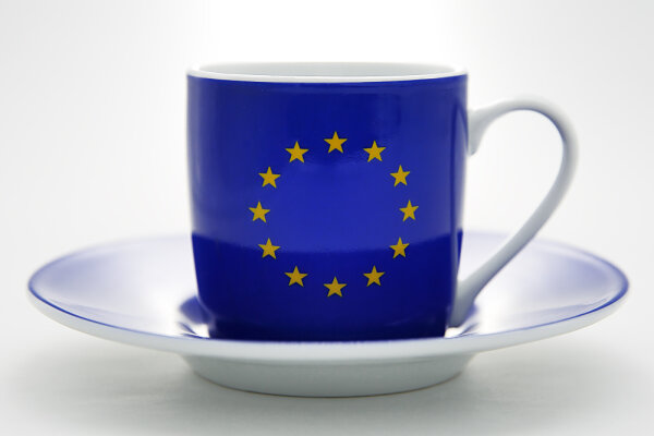 Porcelain Espresso cup with saucer, EU flag