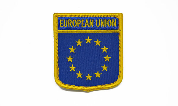 Patch "European Union" self-adhensive with the European flag 12 stars and gold edge